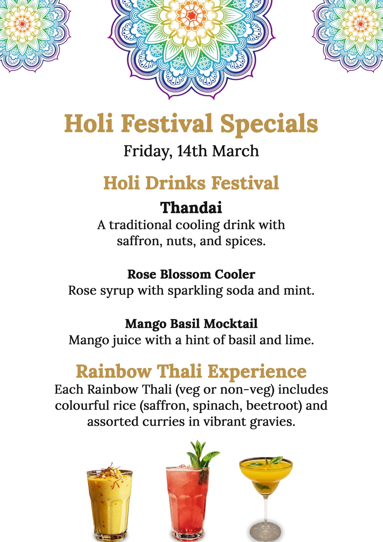 holi festival food menu